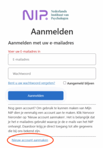 screenshot van aanmeldformulier